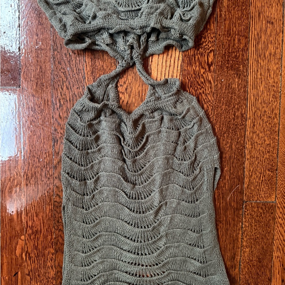 Olive Green Cut-Out Ribbed Two-Piece Set - Picture 7 of 9
